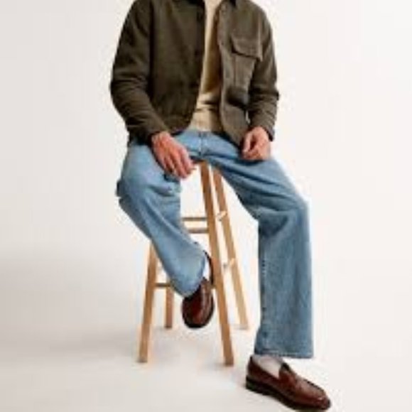 Abercrombie & Fitch Jeans Baggy Loose Relaxed Button Fly Preppy Academia Size 34 - Picture 2 of 15